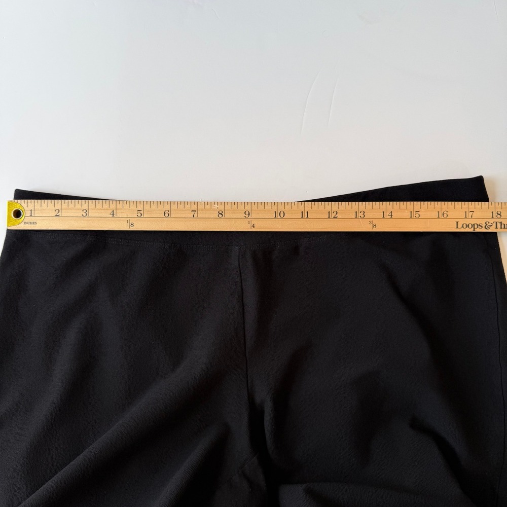 Eileen Fisher Black Knit Straight Leg Pants Pull On Stretch Jersey Minimalist L - Picture 10 of 12
